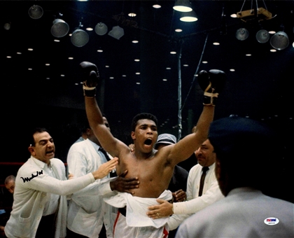 Muhammad Ali Signed 16x20 Photo Celebrating Victory Over Liston (PSA/DNA)